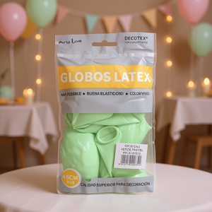 Globos de Látex Decotex 45cm Verde Pastel, Bolsa de 6 Piezas, Decoración para Fiestas - Product Image 3