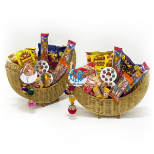 Handmade Wicker Crescent <b>Gift</b> Basket Ramadan <b>Eid</b> Decorative Rattan Hamper Snack Candy Storage Box Ethnic Festival Home Decor - Product Image 1