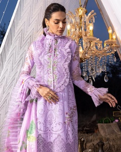 2023 Lila diseñador de lujo inspirado pakistaní indio Bollywood boda Sari Salwar Kameez traje de fiesta hecho de césped de seda - Product Image 2