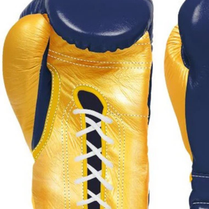 Winning <b>Lace</b> Up Boxing <b>Gloves</b> Navy Gold Premium Genuine Leather Pro Boxing <b>Gloves</b> for Training Sparring Gym Use 8oz 10oz 12oz - Product Image 5
