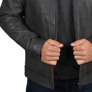 2024 nouveaux modèles mode motard slim fit hommes veste en cuir - Product Image 2