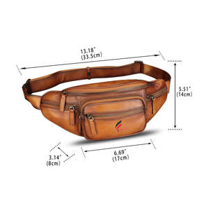 Riñonera de cuero genuino personalizada, bolso multifunción para festivales de viaje, cierre de cremallera, estilo de moda artesanal para hombres y mujeres - Product Image 6