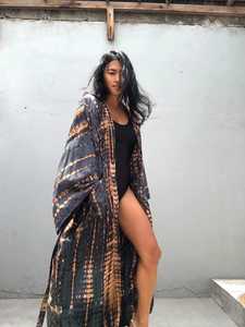 Vestido Kimono Largo de Satén Viscosa con Cuello en V y Mangas Largas, Ecológico, Transpirable, Estilo Casual para Celebraciones Festivas - Product Image 6