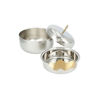 Ensemble de cuisine en métal avec couvercle en aluminium, design classique en bois et acier inoxydable, support pour hot pot, boîte à chapati et boîte à tortillas, motif nacre