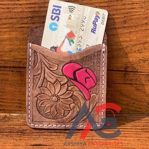 เคสใส่บัตรเครดิตทรงสี่เหลี่ยมผืนผ้าหนังถือด้วยมือขนาดเล็กน่ารักแบบตะวันตก - Product Image 1