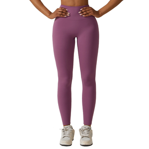 Mallas personalizadas de cintura alta para mujer, mallas de yoga para gimnasio, supersuaves, con control de barriga, mallas tejidas, talla XL, pantalones informales con logotipo estampado - Product Image 2
