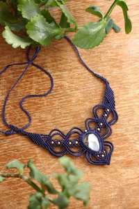 Nouveau collier en macramé avec chaîne argentée réglable vintage pour adolescentes - Cadeau de mariage - Product Image 4