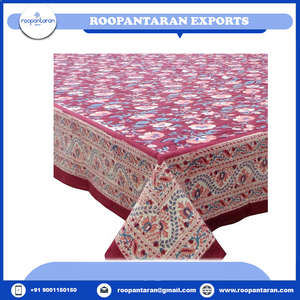 ผ้าปูโต๊ะผ้าฝ้าย100% แบบแฮนด์เมดสำหรับโต๊ะอาหารดีไซน์สวยงามพิมพ์ลายบล็อกสวยงาม - Product Image 2