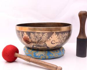 Bol chantant fleur de vie de 10 pouces Méditation sonore profonde Bol de thérapie sonore de guérison tibétaine - Product Image 2