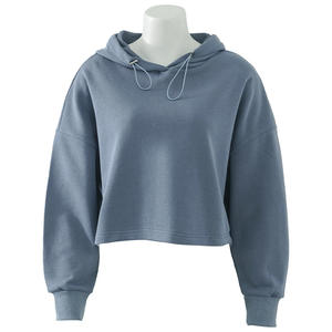 Otoño Invierno Mujer al aire libre manga larga suave algodón elástico correr Fitness Sudadera con capucha entrenamiento crop mujeres sudaderas con capucha - Product Image 3