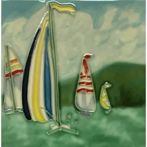 Nuevo 4x4 velero de cerámica decorativo vela pared arte azulejo pared acentos regalo - Product Image 1