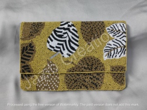 Sac à main de mode pochette perlée élégant pour femmes avec matériau en toile brodé perles de rocaille doux artisanat sac de soirée - Product Image 3