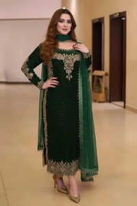 Clásico Lehenga Choli Anarkali de Chifón Bordado con Adornos Hechos a Mano para Mujer, Ropa Formal para Fiestas y Eventos Festivos - Product Image 3