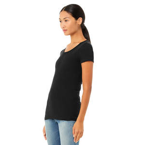 贝拉 + 帆布女式三混纺t恤高级混纺棉聚酯纤维和人造丝黑色希瑟三混纺透气女士t恤 - Product Image 4