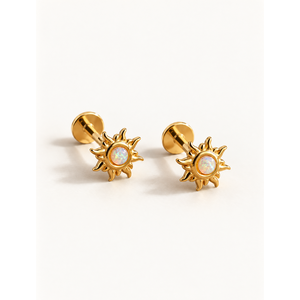 Pendientes de Oro Rosa con Ópalo, Circonita y Perla - Product Image 1