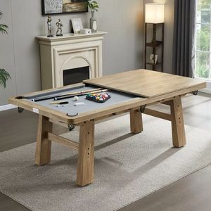 Modern Stainless Steel Wooden Square 8-Seater Multi-Use Pool Dining <b>Table</b> <b>Adjustable</b> <b>Height</b> Removable Design Space-Saving - Product Image 4