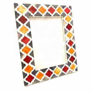 Cadre photo en incrustation d'os écologique, nouveau design, bois, métal, décoration murale, table, décoration de la maison, incrustation d'os de nacre, logo personnalisé - Product Image 1