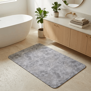 Tapis de sol rectangulaire industriel fin DarianA Loft en polyester antidérapant avec envers en caoutchouc, imprimé abstrait, décoratif et facile d'entretien - Product Image 2