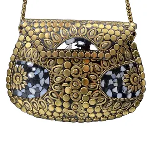 高档手工金属珠子和石头时尚手拿包，适合女性，价格优惠