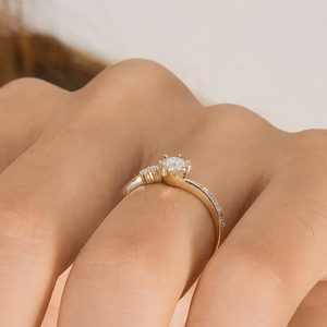 แหวนเพชรเพาะเลี้ยงในห้องปฏิบัติการ ได้รับการรับรองจาก IGI ทองคำแท้ 14K แหวนสวยงามระดับ VVS สำหรับผู้หญิง แหวนหมั้นเพชร VVS มอยส์ซาไนต์ - Product Image 6
