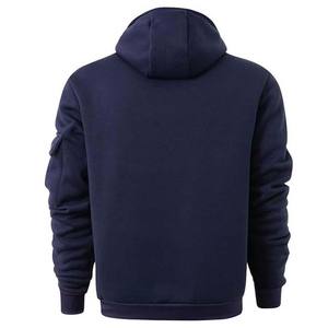 Color azul marino media cremallera de manga larga de gran tamaño con bolsillos 300g 100% algodón transpirable sudaderas con capucha y sudaderas básicas para hombres - Product Image 6