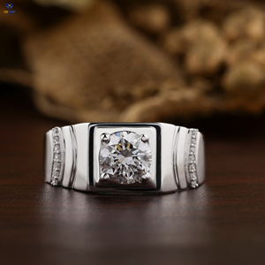 แหวนเพชรทรงกลม1.35 TDW สำหรับผู้ชายแหวนเพชรสีทองขาวมาตรฐานการตั้งค่าง่าม cvd/hpht หินห้องปฏิบัติการเพชร - Product Image 1