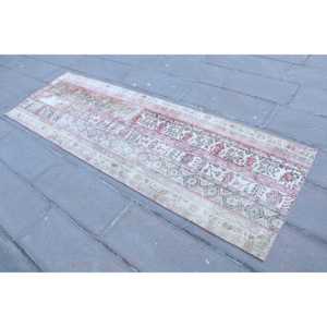 2.6x8.3 ft Turkish <b>Runner</b> Rug, <b>Red</b> White Vintage Polka dot Wool Rug - Product Image 2