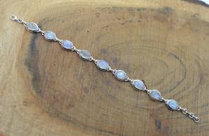 Rainbow Moonstone 925 Sterling Silver Adjustable Bracelet Natural White Moonstone Oval Shape Handmade Jewelry Gift - Product Image 6