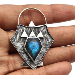 925 plata esterlina labradorita 16x12mm Pentágono piedra preciosa vikingo colgante 7,76 Gms aspecto antiguo colgante Unisex regalo de Navidad - Product Image 5