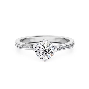Anillo de Compromiso Espiral Premium con Banda de Diamantes Trenzados y Diamantes Cultivados en Laboratorio F-VS2, Oro Sólido de 14K con Engaste de Garras, Joyería Peaceful - Product Image 2