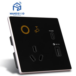 하이 퀄리티 중국 플러그 86mm 크기 전력 측정기 RGB 백라이트 1 갱 라이트 스위치 투야 지그비 스마트 3PIN 벽 소켓 USB 충전기 - Product Image 4