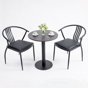 Contemporary Wood <b>Restaurant</b> Furniture <b>Set</b> 2 Chairs & 1 Round Table Comfortable Design - Product Image 1