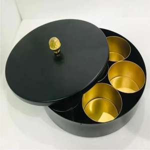 Luxury Gold Spice Box with Artistic Work Modern <b>Kitchen</b> Storage Bowl <b>for</b> Dry Spices and Cooking Use - Product Image 5