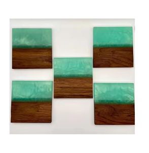 Sous-verres de bar personnalisés de style moderne sous-verres créatifs en bois de résine pour cadeau de pendaison de crémaillère - Product Image 1