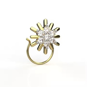 High Quality 18k Yellow <b>Gold</b> Certified Lab Grown Diamond Sun Shine <b>Nose</b> Pin Fine Piercing Jewelry <b>Nose</b> <b>Stud</b> For Weddings - Product Image 3