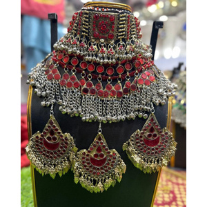 Vente en gros de bijoux personnalisés fabricants de bijoux afghans dames Kuchi fête Vintage ensembles de bijoux pour femmes collier et boucles d'oreilles ensemble - Product Image 6