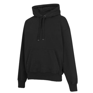 เสื้อฮู้ดสวมหัวสีดำขนาดใหญ่สำหรับผู้ชายเสื้อผ้าฟลีซแบบสตรีทแวร์แบบมีกระเป๋าสไตล์จิงโจ้ดีไซน์หน้าอกแบบมินิมอล - Product Image 5