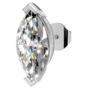 Pendientes de Botón con Engaste de Garra, Corte Marquesa, Moissanita VVS, Oro Sólido de 14K, para Mujer, Compromiso, Boda, Aniversario, Gran Venta - Product Image 5