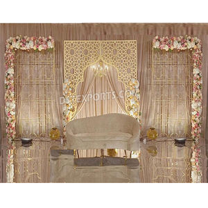 Élégant support métallique découpé au laser pour scène de mariage, avec mehrab et murs de bougies brillants, pour la conception de scènes de mariage, en promotion aux États-Unis, décoration événementielle - Product Image 1