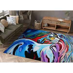 Alfombra Abstracta con Diseño de Caballo: Alfombra Decorativa con Animales Coloridos, Fácil de Limpiar, Alfombra Suave No Tejida - Product Image 1