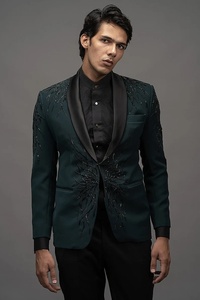 Vert olive Designer brodé smoking Vintage garçons d'honneur costume de mariage tenues complètes bal formel smoking costume - Product Image 4