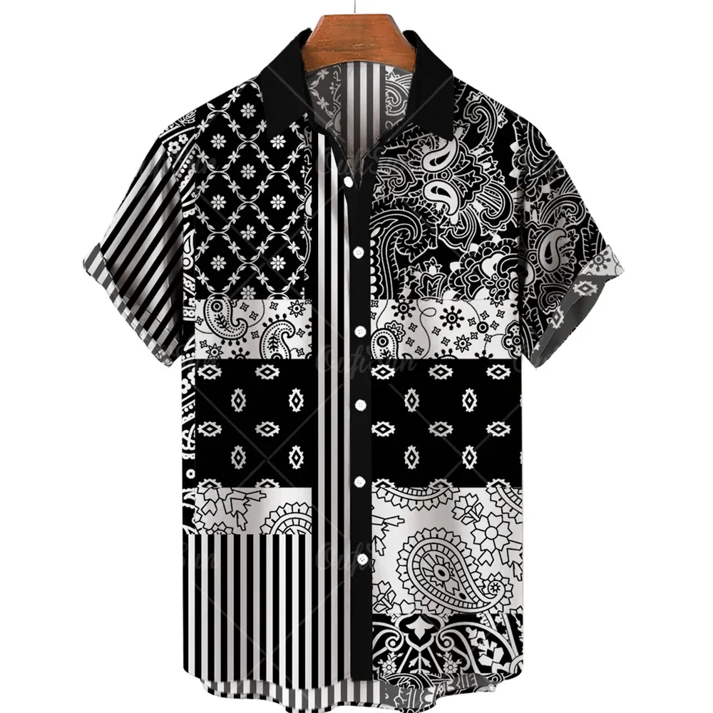 Chemise Homme Manches Courtes – Imprimé Ethnique 3D