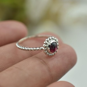 แหวนพลอยโกเมนเงินสเตอริง925แหวนเครื่องประดับทำด้วยมือเงินสไตล์ Boho สำหรับผู้หญิงของขวัญแต่งงานสำหรับภรรยา - Product Image 3