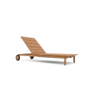 Chaise longue en teck avec roulettes pour extérieur - Product Image 6