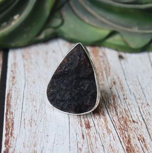 Piedra preciosa cruda turmalina negra 925 plata esterlina joyería fina a granel venta al por mayor anillo de boda para mujer regalo de cumpleaños fiesta para niñas - Product Image 2