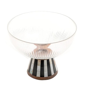 Fruit Glass Serving Bowl With Wooden Bone Inlay Stand Fruit <b>Storage</b> Bowl Food and Dessert Serving Wedding Dinner <b>Table</b> Usage - Product Image 5