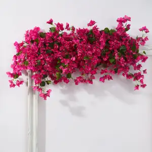 맞춤형 도매 웨딩 장식 3D 롤 천 꽃 벽 패널 배경 웅장한 핑크 인공 꽃 화환 대량
