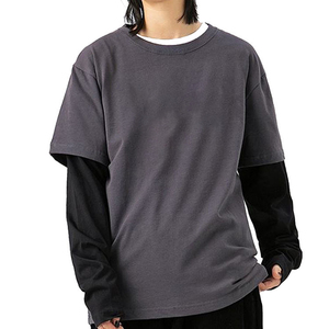 Heavy Cotton Blank Full <b>Sleeve</b> Double Layer T <b>Shirt</b> for Men Unisex Printing Embroidery Mens Plain T <b>Shirts</b> - Product Image 1