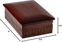 Boîte à bijoux en bois faite à la main avec un design sculpté, couleur marron, pour le rangement de souvenirs