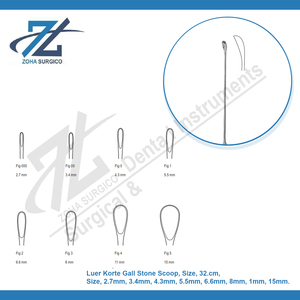 Luer-Koerte Gall Stone Scoop 5,5mm 32.cm Básico Quirúrgico Acero inoxidable Gall Stone Forcep Luer Korte Scoop Eliminación de piedras de Gall - Product Image 3